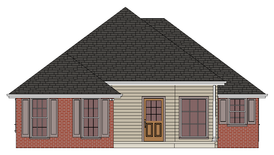 Design drawing: front elevation of a home designed by Advantage Design, Broussard, 2006