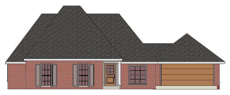 Design drawing: front elevation of a home designed by Advantage Design, Carencro, 2006