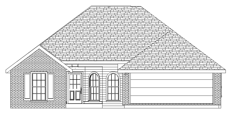 Design drawing: front elevation of a home designed by Advantage Design, Youngsville, 2007